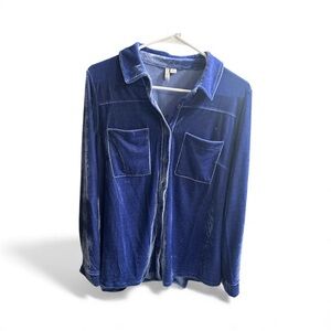 Cato Blue Velvet Button Down Shirt